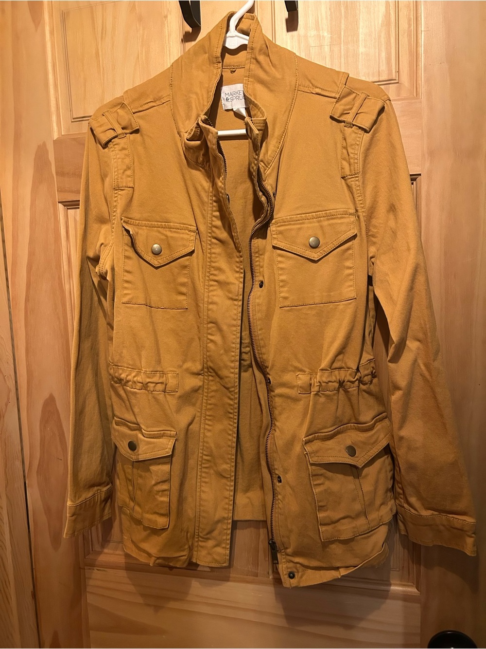 Market & Spruce Women's Mustard Fall Jacket w/detachable hood- Medium
